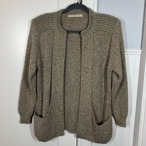 Simply Natural Alpaca Linda Ebel Shawl Open Front Cardigan Melange Tan One Size